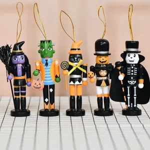 Schiaccianoci di Halloween Figure in Legno Strega Scheletro Zucca Frankenstein Marionetta Collezione Decorazione Tavola