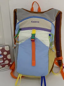 Colorful dopamine-style large capacity hiking backpack for women with multi-colored panels