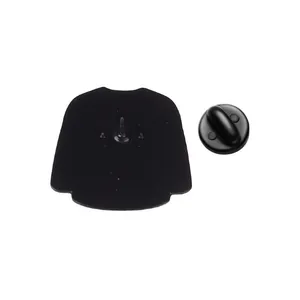 Detailed back view of jersey shaped metal pin with black rubber clutch