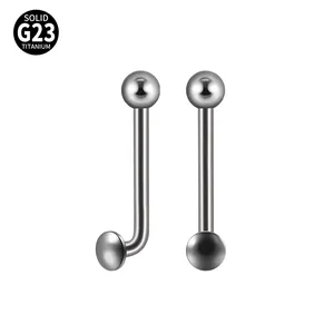 Detail showing G23 titanium surface piercing jewelry with internal thread design