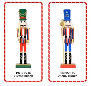 Set di due schiaccianoci in legno da 25cm per decorazioni natalizie tradizionali per la casa