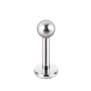Piercing labret in acciaio inossidabile lucidato con filettatura interna per orecchio