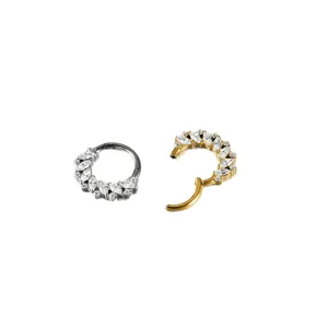 G23 Titan Scharnier Segmentring mit Marquise Zirkonia für Nasen und Ohr Piercing Schmuck