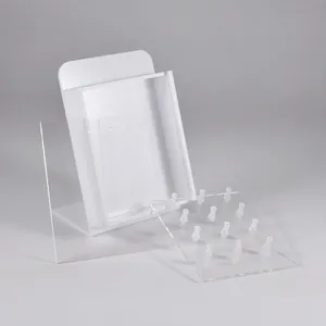 Acrylic jewelry display stand with cover and 12 transparent pegs for studs