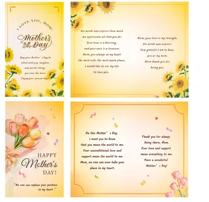 Floral Mother's Day greeting cards with sentimental messages and sunflower tulip designs