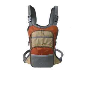Durable multi-functional fishing chest pack with large capacity and mesh pocket