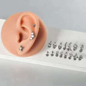 Συλλογή από σκουλαρίκια labret και tragus από τιτάνιο G23 με λαμπερά ζιργκόν