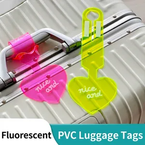 Fluorescent Heart Luggage Tag PVC Anti-lost Suitcase Identifier Travel Baggage Labels Backpack Accessories For Unisex