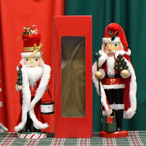 Schiaccianoci Babbo Natale in legno da 35 cm con confezione regalo.