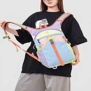 Large-capacity colorful dopamine-style outdoor backpack for hiking and travel