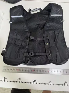 Black multi-functional sports running vest bag with mesh fabric and measurement scale