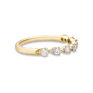 Elegant gold-plated S925 sterling silver ring with sparkling round-cut zircon stones.