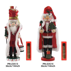 Schiaccianoci tradizionali in legno Babbo Natale da 36 cm con scatole regalo decorative di Natale