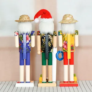 Juego de tres cascanueces de madera de 36 cm estilo hawaiano con camisas tropicales