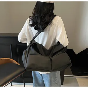Large capacity black sporty crossbody bag with multi-pockets for gym travel and daily use
