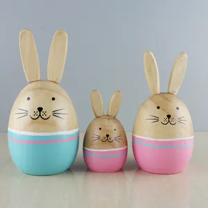 Figurines de lapin en bois faites main pour déco rustique famille lapins cadeau