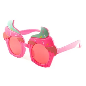 Lustige rosa Party-Sonnenbrille in Cupcake-Form für Kindergeburtstage und Feiern