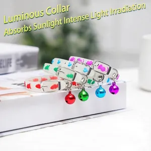 Luminous fluorescent silicone pet collar with colorful bells for small dogs and cats