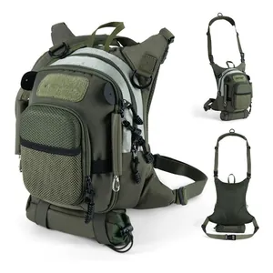 Multifunctional Fly Fishing Chest Bag Lightweight Portable Fishing Gear Storage Pack Water Resistant Army Green Outdoor Waist Bag