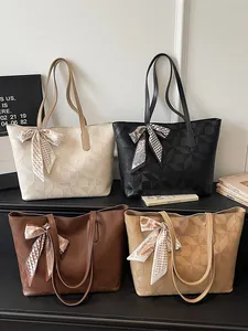 Fashionable geometric patterned large tote bags for women in four versatile colors