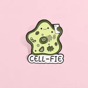 Funny Cartoon Cell Selfie Metal Brooch Pun Design Biology Science Enamel Pin Student Teacher Jewelry Badge Accessory Gift