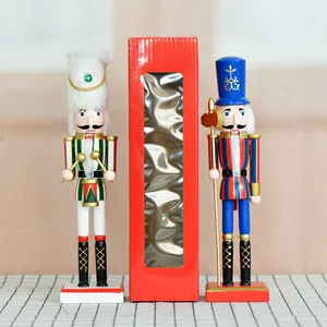 Schiaccianoci da circo in legno da 25 cm per decorazione natalizia con scatola rossa