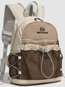 Sac à dos à la mode beige et marron de grande capacité pour la randonnée et l'école