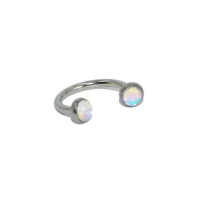 Hufeisenring aus Chirurgenstahl mit schillernden Opal-Kugeln für Körper-Piercings