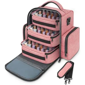 Sac de Rangement Vernis à Ongles Grande Capacité Oxford Multicouche Détachable Portable Mallette Huiles Essentielles Avec Bandoulière Organisateur Voyage Maison