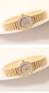 Reloj de lujo para mujer en oro con pedrería brillante y esfera de cristal radiante