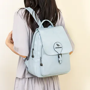 Sac à dos tendance bleu clair pour femme, grande capacité pour voyage et loisirs