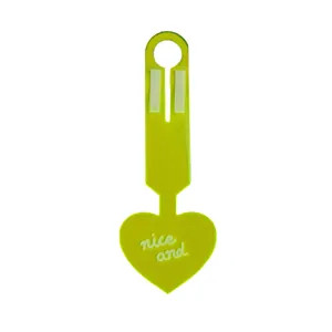 Neon fluorescent heart-shaped PVC luggage tag for suitcases with nice and text