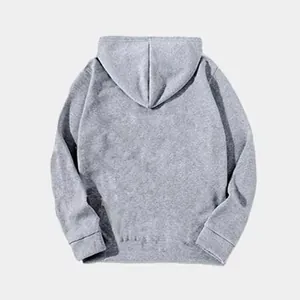 Vue arrière d'un sweat à capuche gris doublé polaire avec poignets côtelés et texture