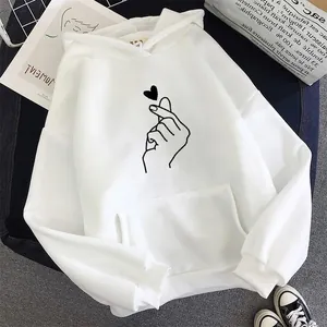 Sweat à capuche blanc oversize en polaire avec graphique cœur et grande poche kangourou