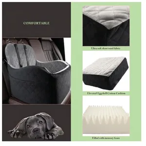 Détail du siège auto pour animaux avec tissu doux et mousse à mémoire de forme
