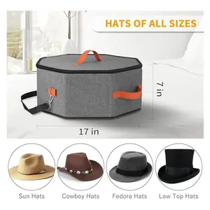 Dettaglio della scatola porta cappelli 17x7 pollici con dimensioni e compatibilità