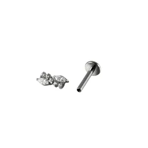 Υψηλής ποιότητας G23 τιτάνιο labret σκουλαρίκι με marquise και στρογγυλά ζιργκόν