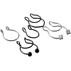 Edelstahl-Fake-Septum-Nasenringe mit Zirkonia, verstellbarer, nicht gepiercter Clip-Schmuck
