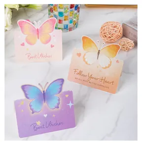 Vista detallada de tarjetas de felicitación mariposa 3D Morandi con texto Best Wishes