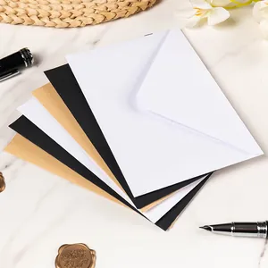 Premium vintage kraft paper envelopes set in white, black, and brown for invitations