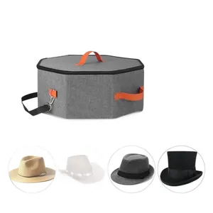 Custodia ottagonale portatile per cappelli con manici e tracolla per viaggi e casa.