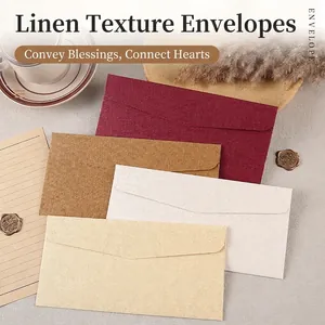 Retro Linen Texture Specialty Paper Envelope Stationery Set Western DL Envelope With Wax Seals For Invitation Letter