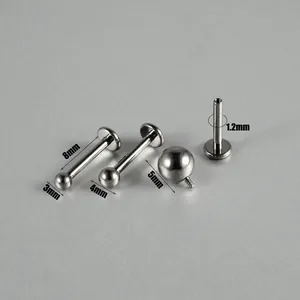 G23 titanium labret stud detail showing 1.2mm gauge thickness and various lengths