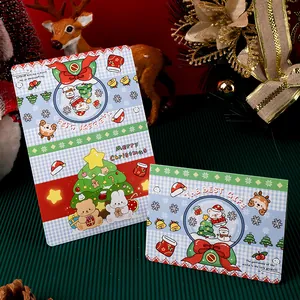 Creative cartoon Christmas greeting cards featuring cute bear and rabbit illustrations