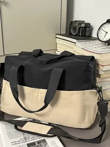 Μεγάλη δίχρωμη τσάντα tote σε μαύρο και μπεζ με ρυθμιζόμενο ιμάντα για γυναίκες