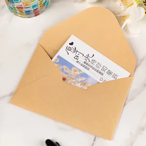 Premium retro kraft paper envelope with decorative floral card for greeting cards