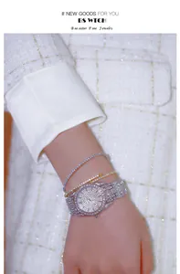 Elegant detail of a luxury full diamond Bee Sister women's watch with matching bracelets