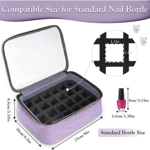 Dimensions détaillées du sac de rangement pour vernis à ongles violet