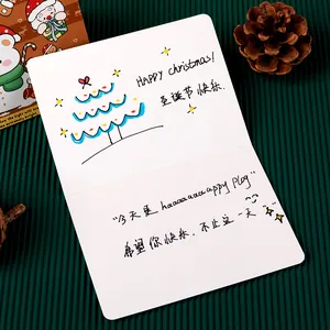 Creative cartoon Christmas greeting card with handwritten tree design and holiday wishes
