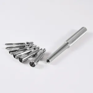 Professional 316L stainless steel skin punch tool set with interchangeable tips for piercing